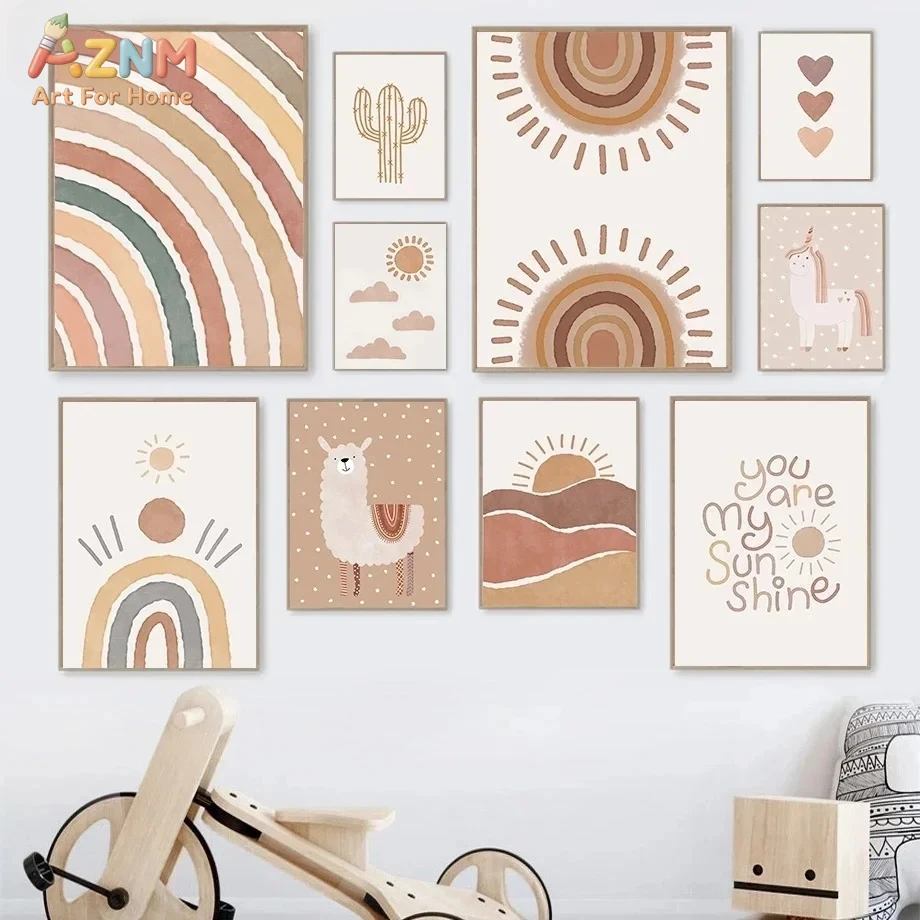 AZNM Boho Nursery Unframed Can - Baby Nursery You Are My Sunshine ulasan dan harga