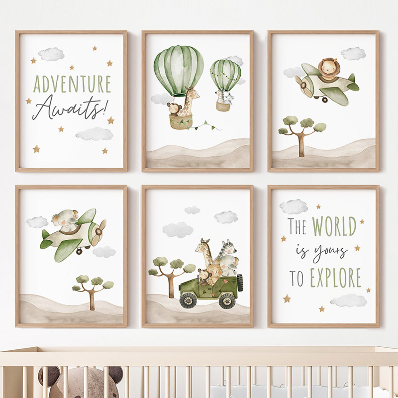 Hot Air Balloon Animals Poster - Baby Nursery Elephant ulasan dan harga