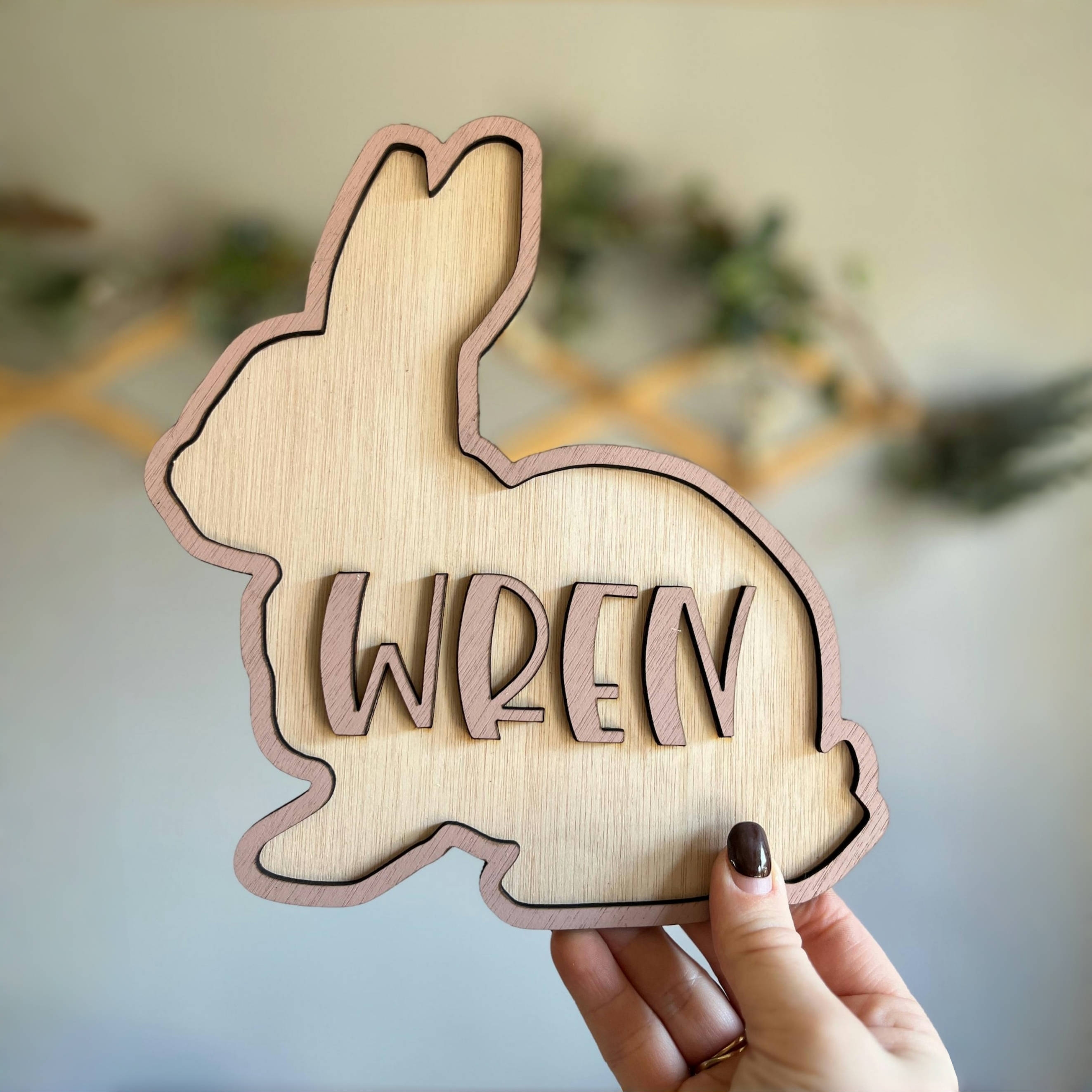 Personalized Bunny Name Wooden - Baby Nursery Name ulasan dan harga
