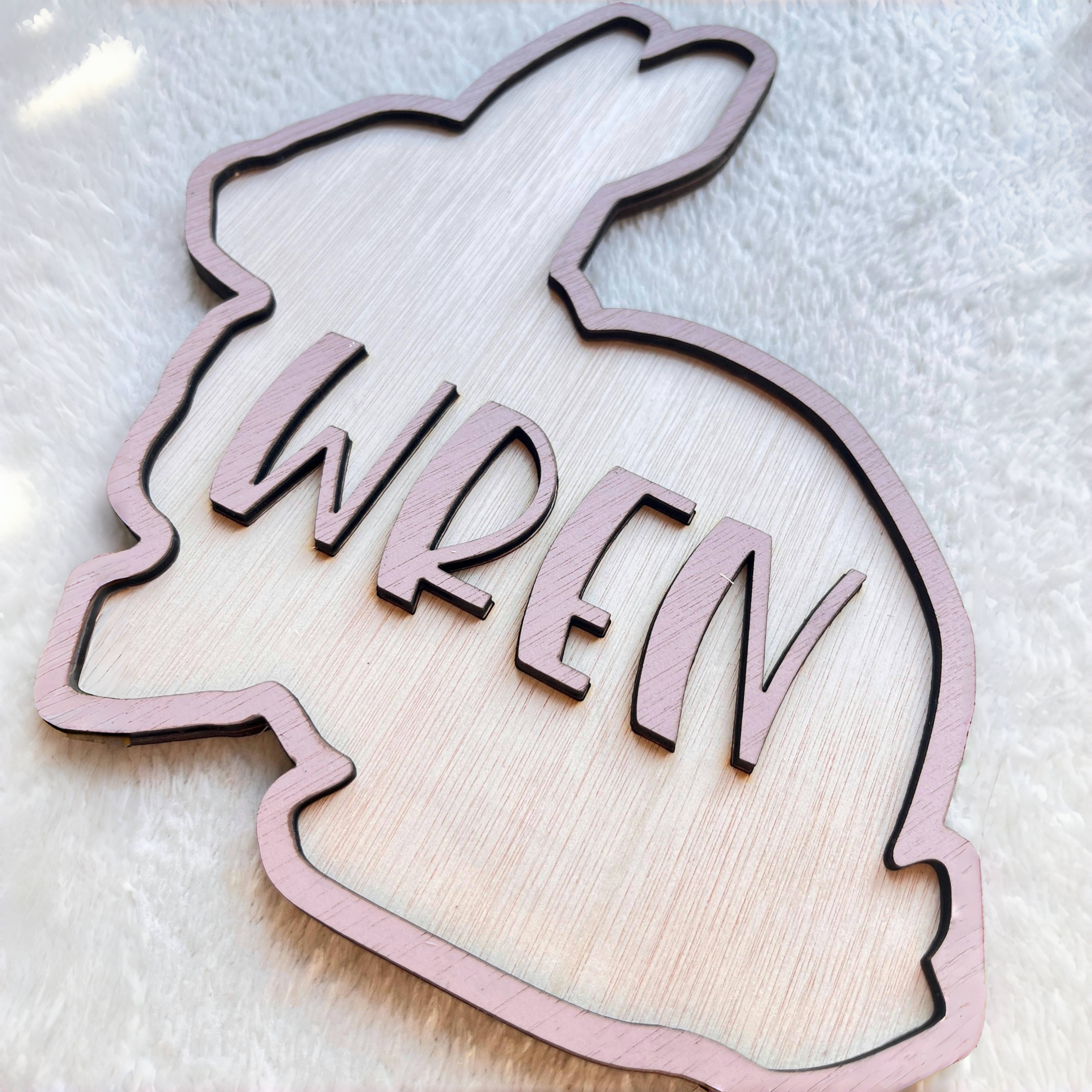 Personalized Bunny Name Wooden - Baby Nursery Name ulasan dan harga
