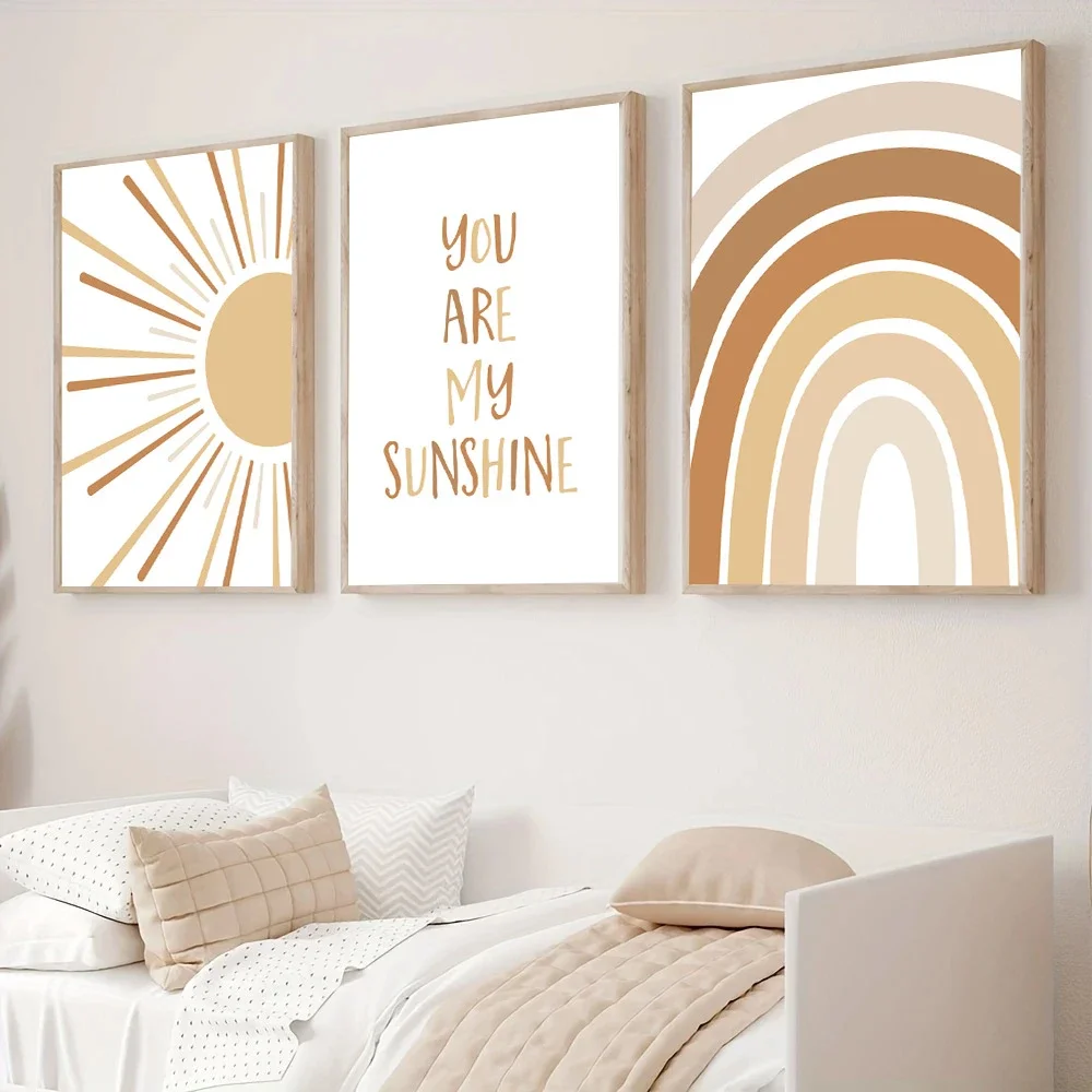 Boho Rainbow Wall Art Prints C - Baby Nursery You Are My Sunshine ulasan dan harga