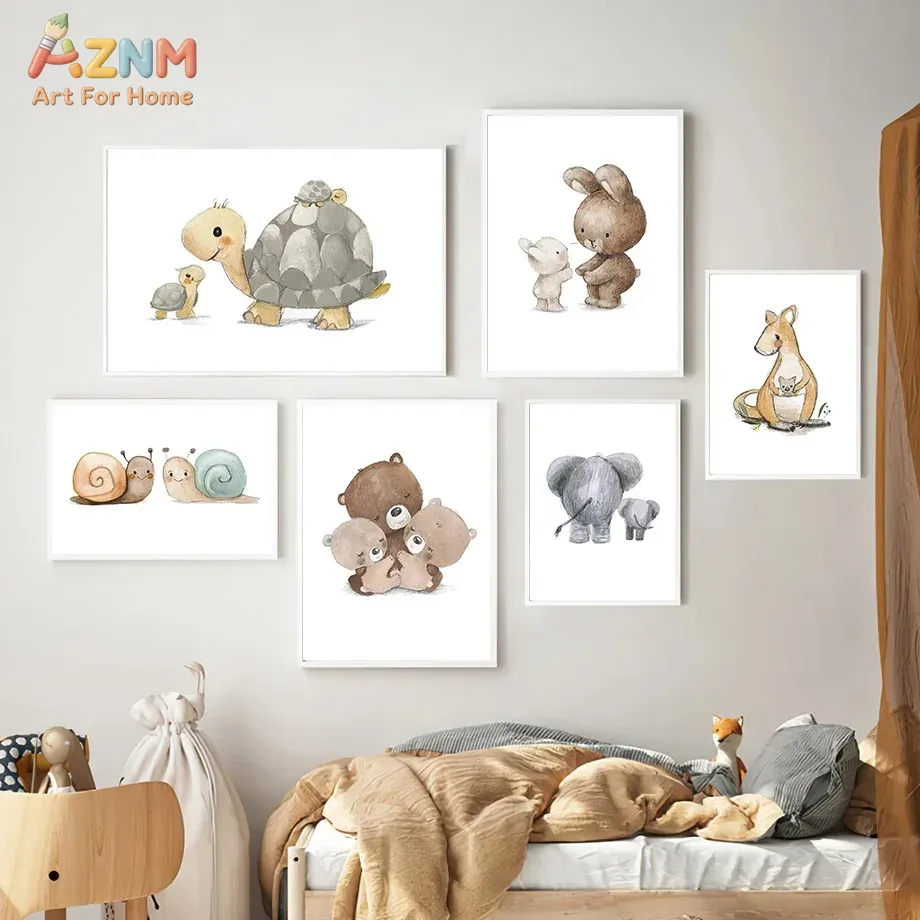 AZNM Watercolor Parent Baby An - Baby Nursery Elephant ulasan dan harga