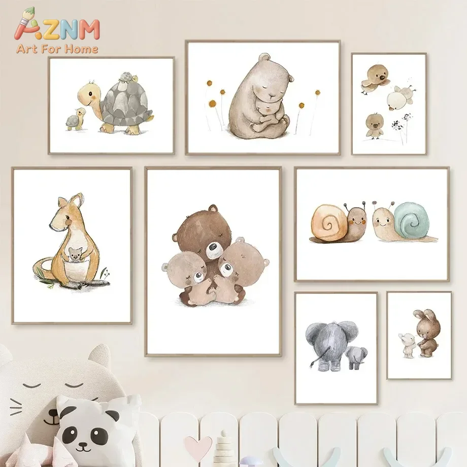 AZNM Watercolor Parent Baby An - Baby Nursery Elephant ulasan dan harga