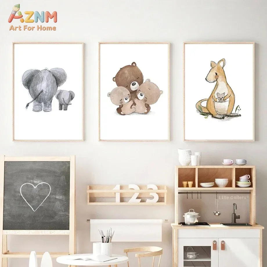 AZNM Watercolor Parent Baby An - Baby Nursery Elephant ulasan dan harga