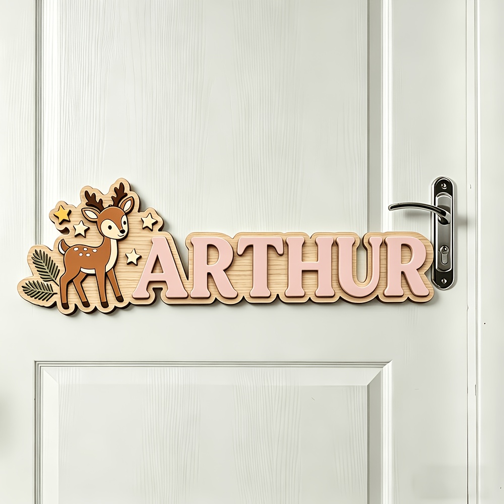 Custom Deer & Star Wooden Name - Baby Nursery Name ulasan dan harga
