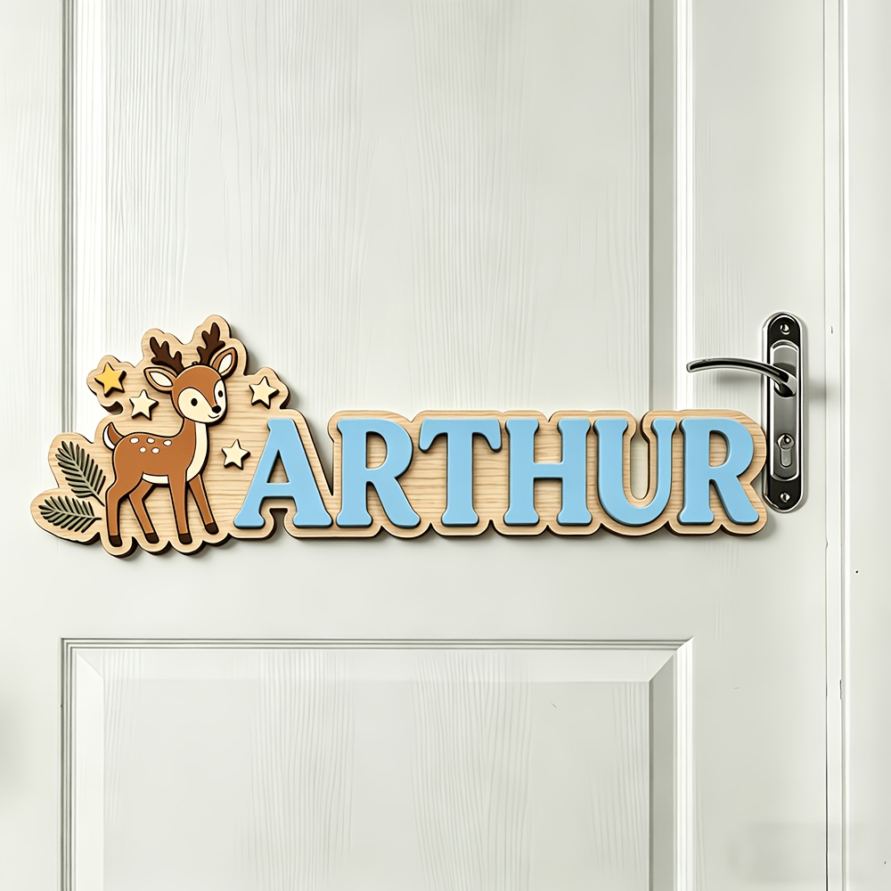 Custom Deer & Star Wooden Name - Baby Nursery Name ulasan dan harga
