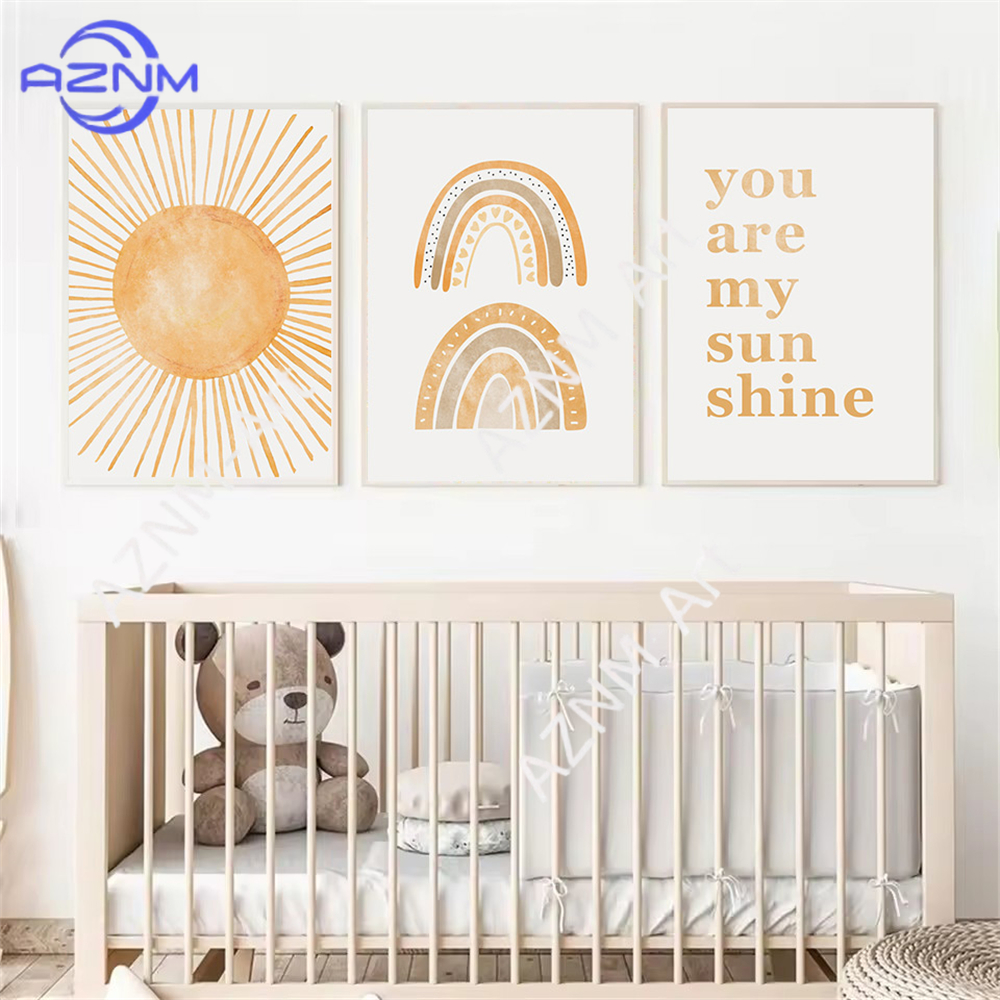 Boho Rainbow Sun Posters Abstr - Baby Nursery You Are My Sunshine ulasan dan harga