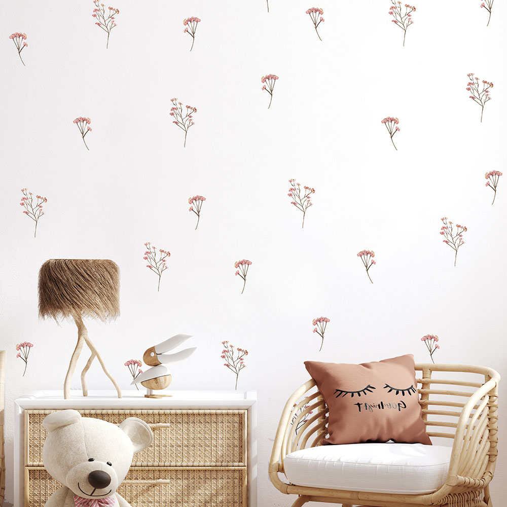 Pink  Watercolor Flower Wall S - Baby Nursery Wall Stickers ulasan dan harga