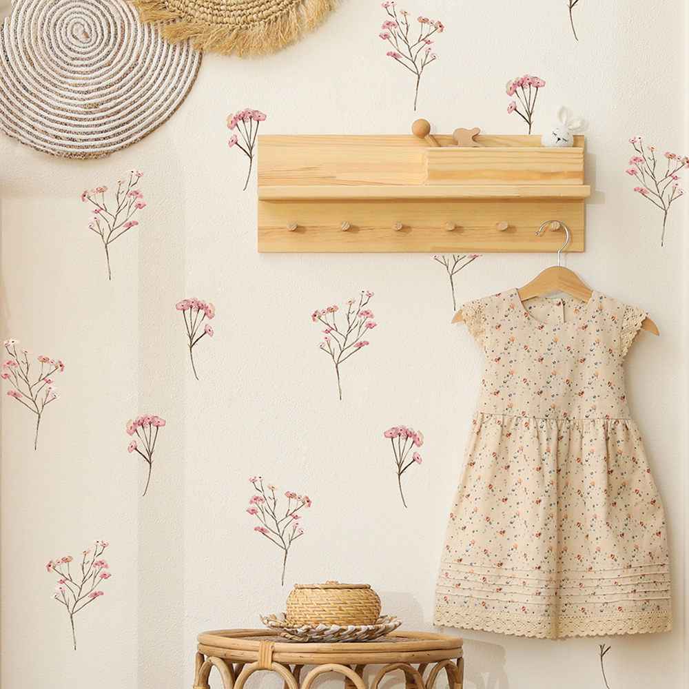 Pink  Watercolor Flower Wall S - Baby Nursery Wall Stickers ulasan dan harga