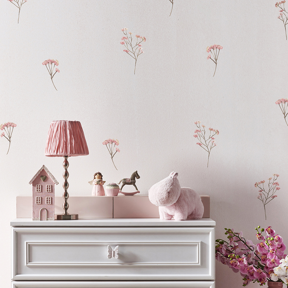 Pink  Watercolor Flower Wall S - Baby Nursery Wall Stickers ulasan dan harga