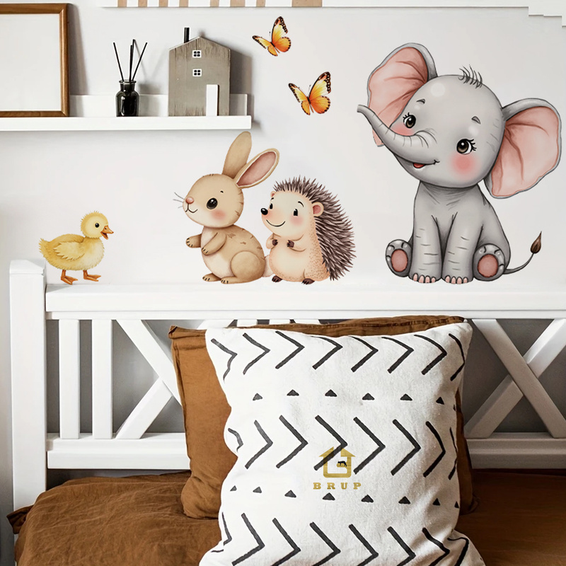 Cartoon Animal Wall Sticker -  - Baby Nursery Stickers ulasan dan harga