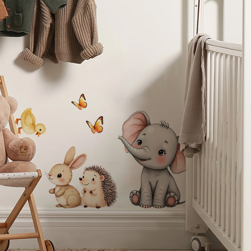 Cartoon Animal Wall Sticker -  - Baby Nursery Stickers ulasan dan harga