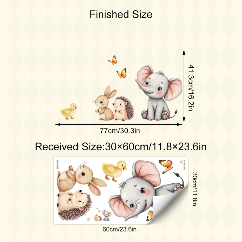 Cartoon Animal Wall Sticker -  - Baby Nursery Stickers ulasan dan harga