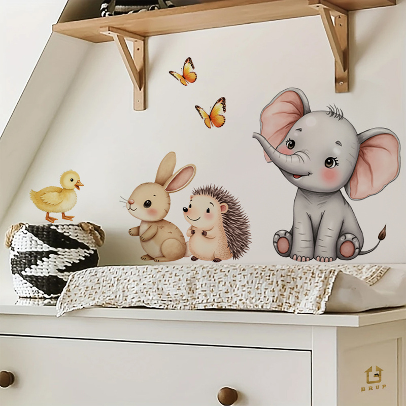 Cartoon Animal Wall Sticker -  - Baby Nursery Stickers ulasan dan harga