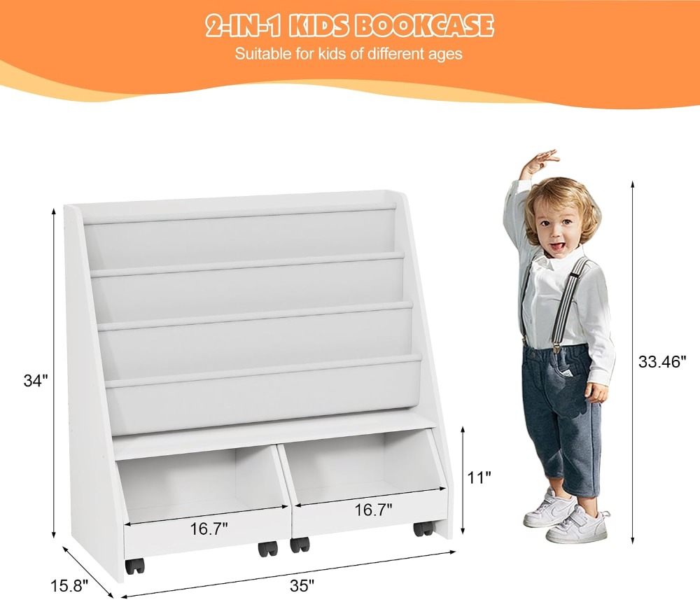 Kids Bookshelf with Two Movabl - Baby Nursery Books ulasan dan harga