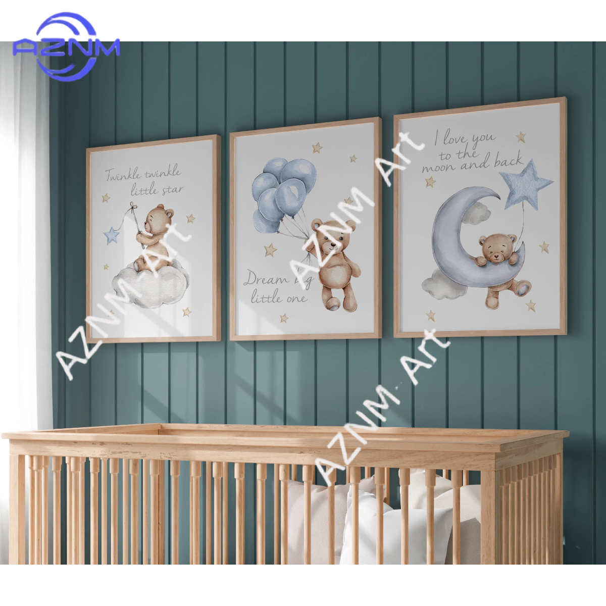 1/3Pcs set of 3 nursery prints - Baby Nursery Gender Neutral ulasan dan harga