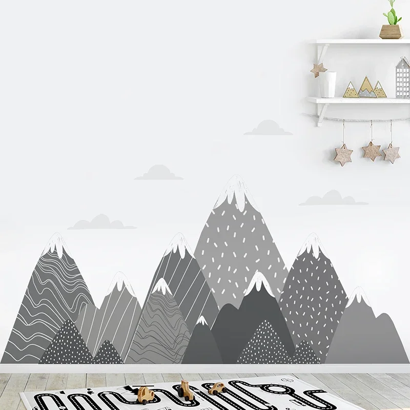 Boho Grey Mountains Wallpaper  - Baby Nursery Mural Wallpaper ulasan dan harga