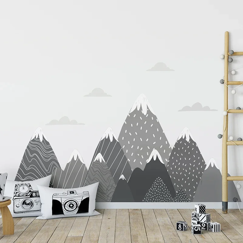 Boho Grey Mountains Wallpaper  - Baby Nursery Mural Wallpaper ulasan dan harga