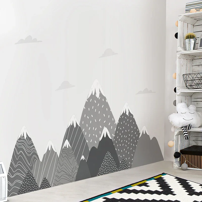 Boho Grey Mountains Wallpaper  - Baby Nursery Mural Wallpaper ulasan dan harga