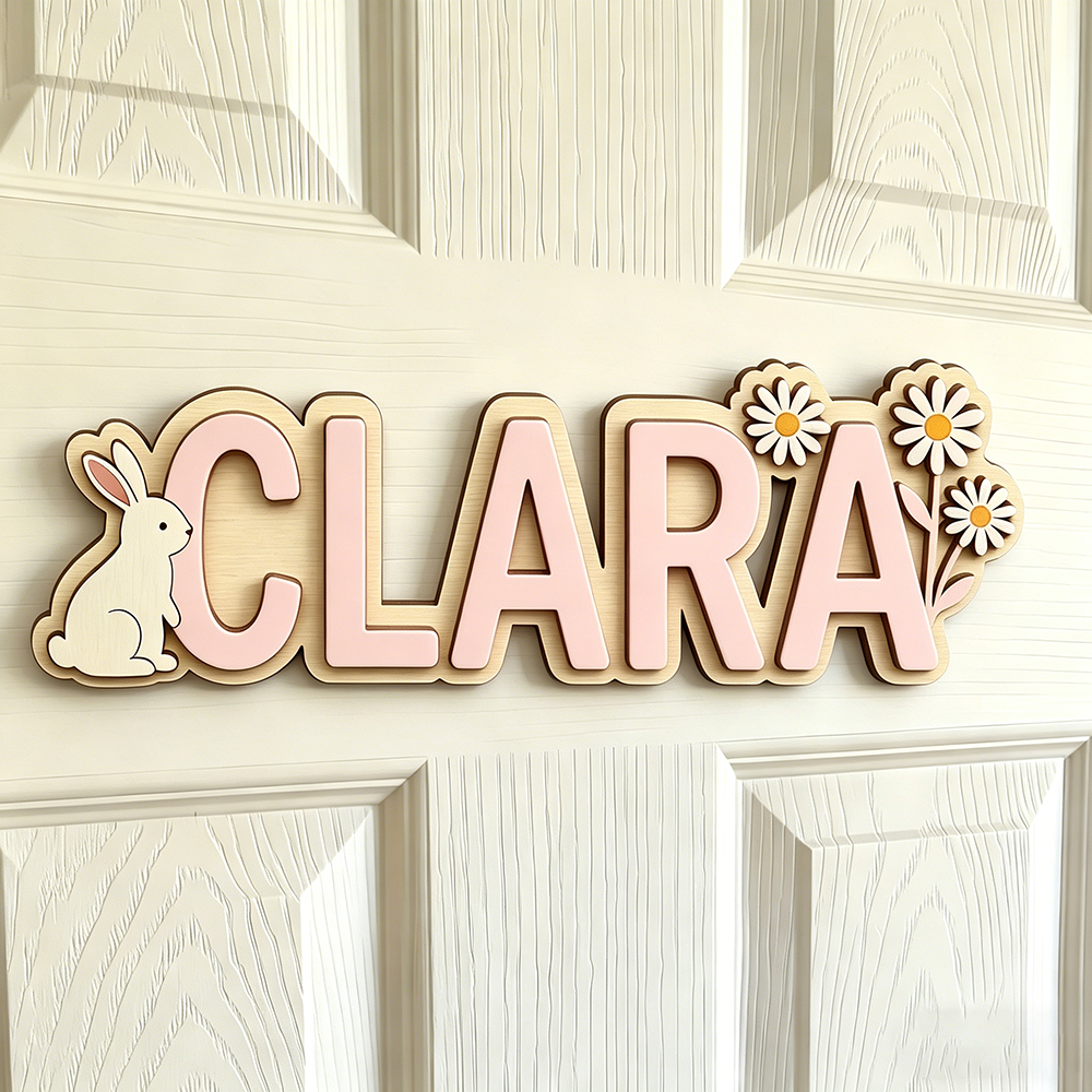 Custom Bunny & Daisy Kids Name - Baby Nursery Name ulasan dan harga