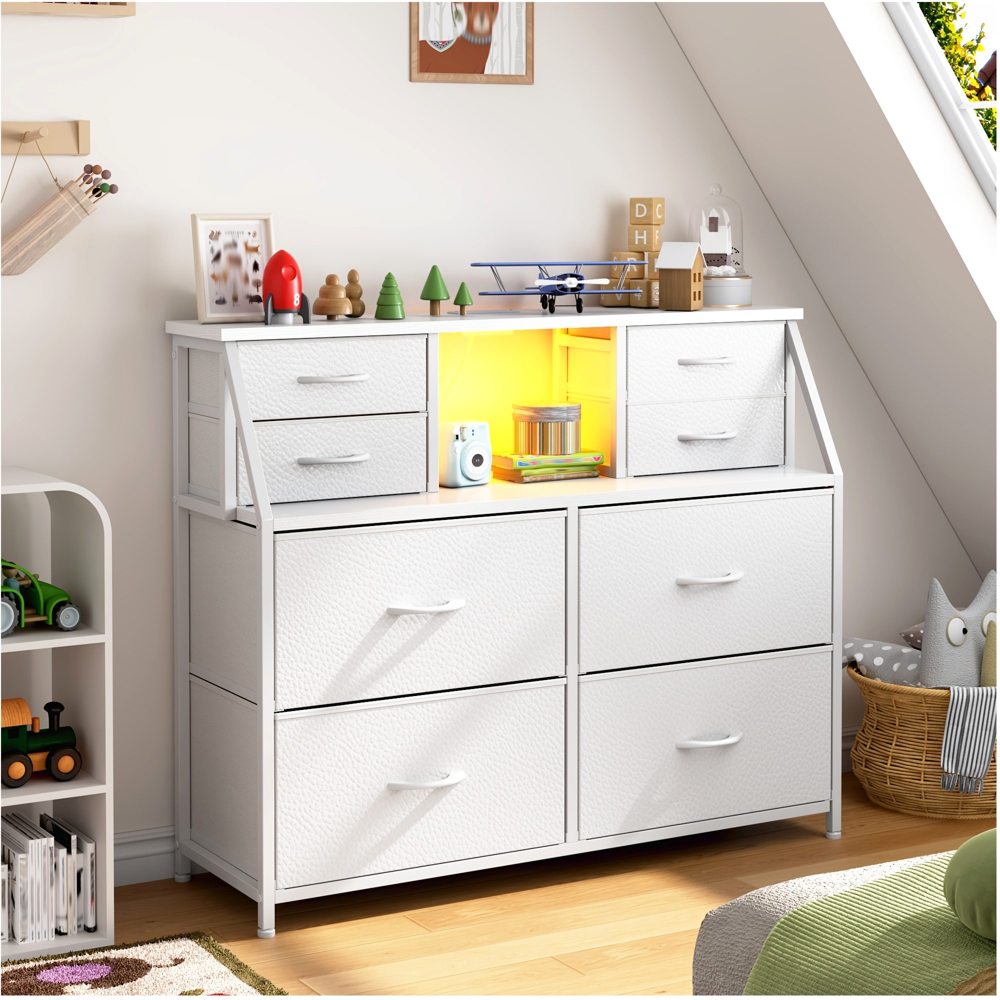8-Drawer Wooden-Top Dresser wi - Drawer Dresser White ulasan dan harga