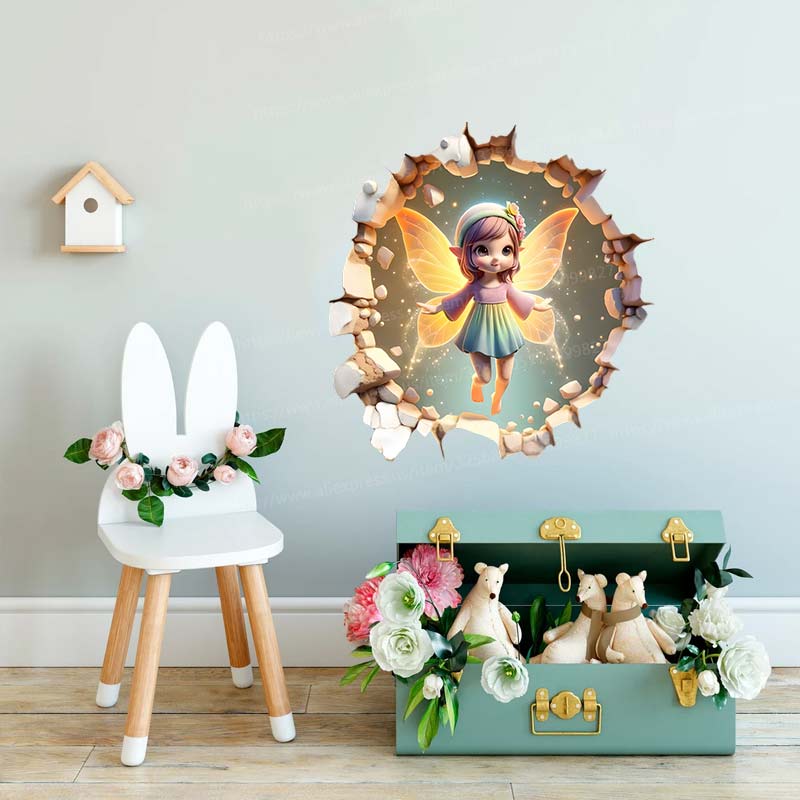 Fairy Butterfly Wall Sticker B - Baby Nursery Mural Wallpaper ulasan dan harga