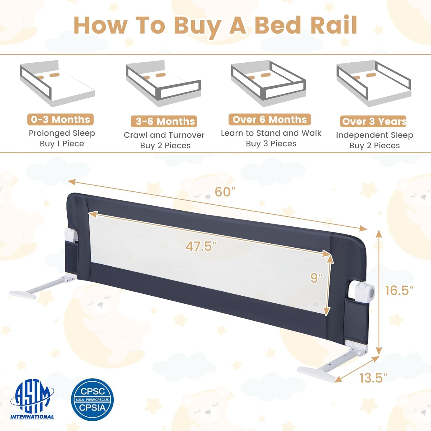 60-Inch Extra Long Bed Rail fo - Bed Rail Toddler ulasan dan harga