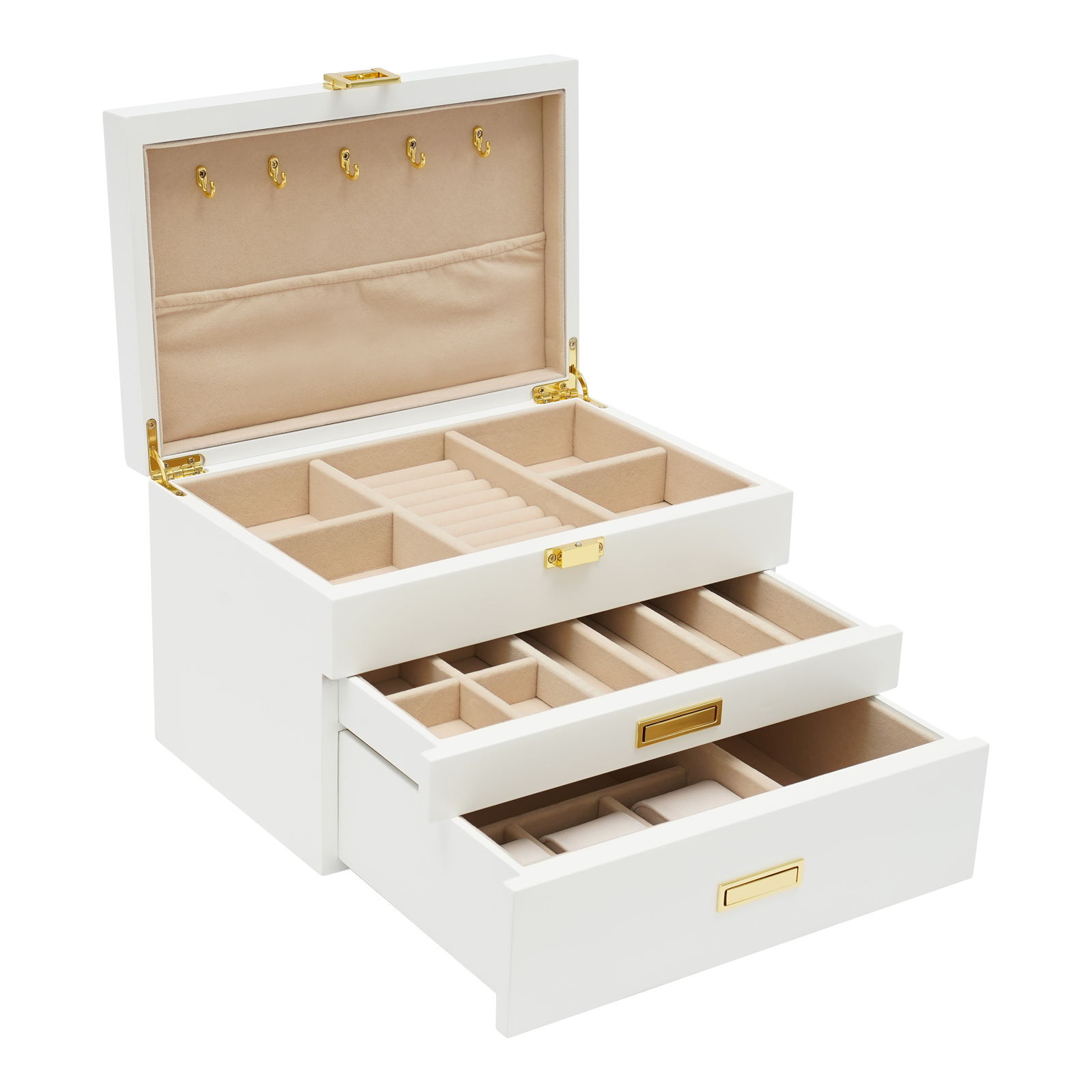 Elegant White Large Jewelry St - Drawer Dresser White ulasan dan harga