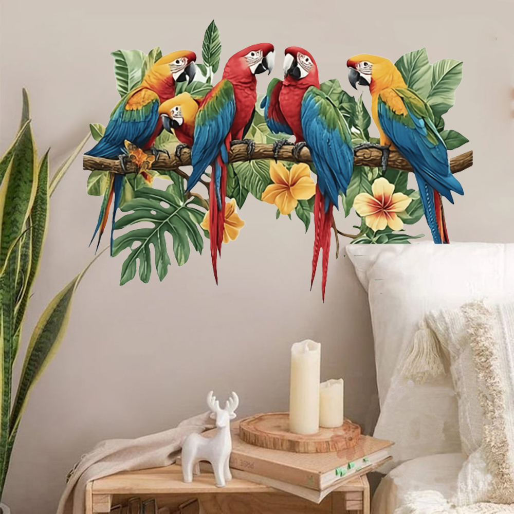 3Pcs Parrots on Branch Wall St - Baby Nursery Wall Stickers ulasan dan harga