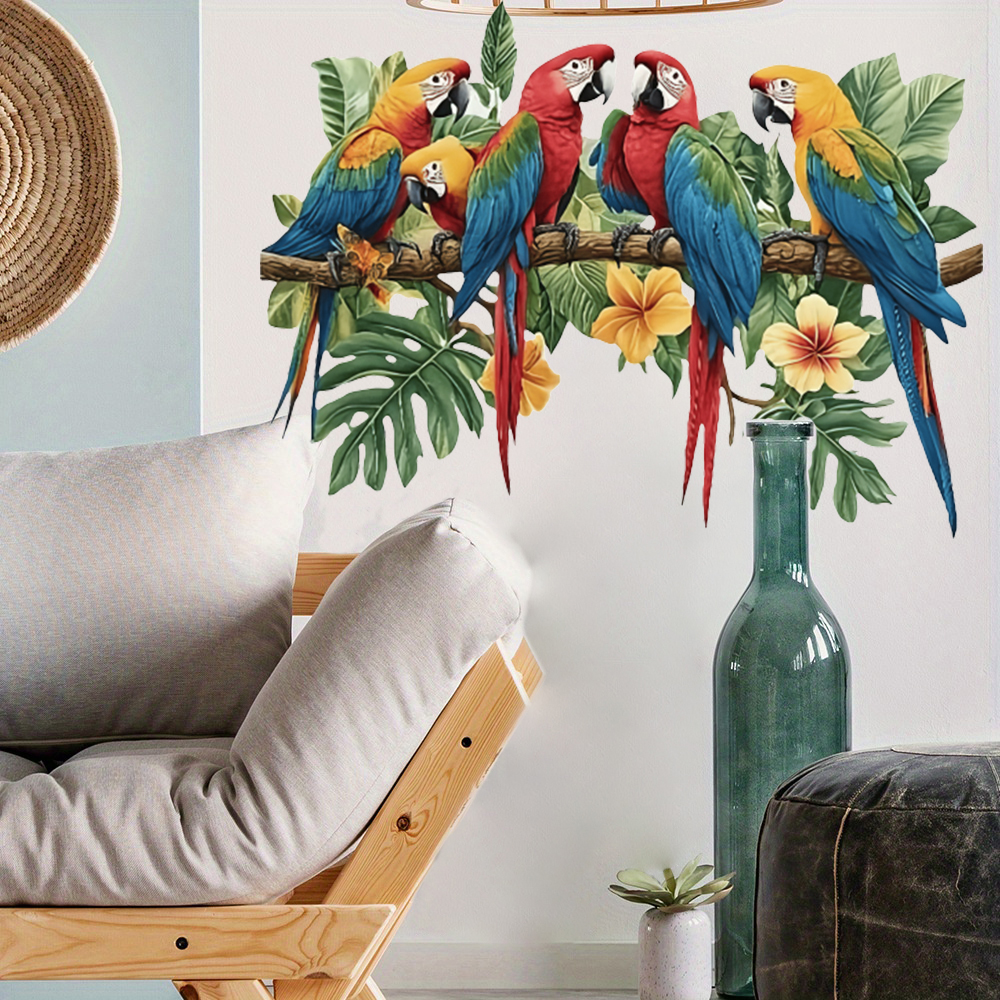 3Pcs Parrots on Branch Wall St - Baby Nursery Wall Stickers ulasan dan harga