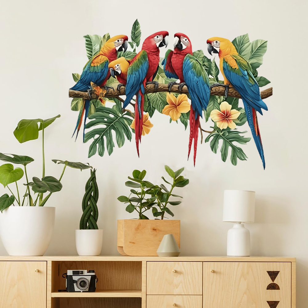 3Pcs Parrots on Branch Wall St - Baby Nursery Wall Stickers ulasan dan harga