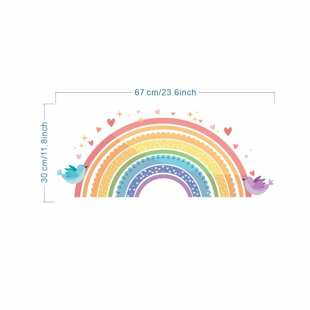 Colorful Rainbow Bird Love Wal - Baby Nursery Wall Stickers ulasan dan harga