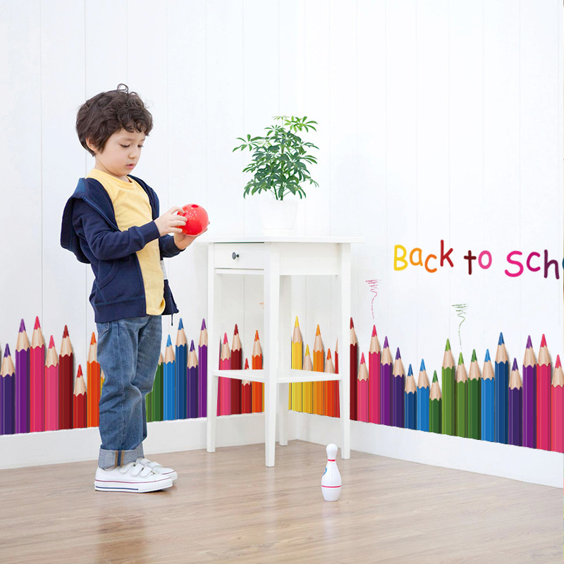 Cartoon Colour Pencil Baseboar - Baby Nursery Stickers ulasan dan harga