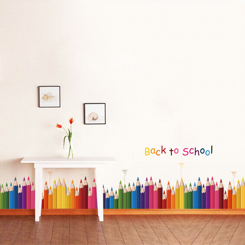 Cartoon Colour Pencil Baseboar - Baby Nursery Stickers ulasan dan harga