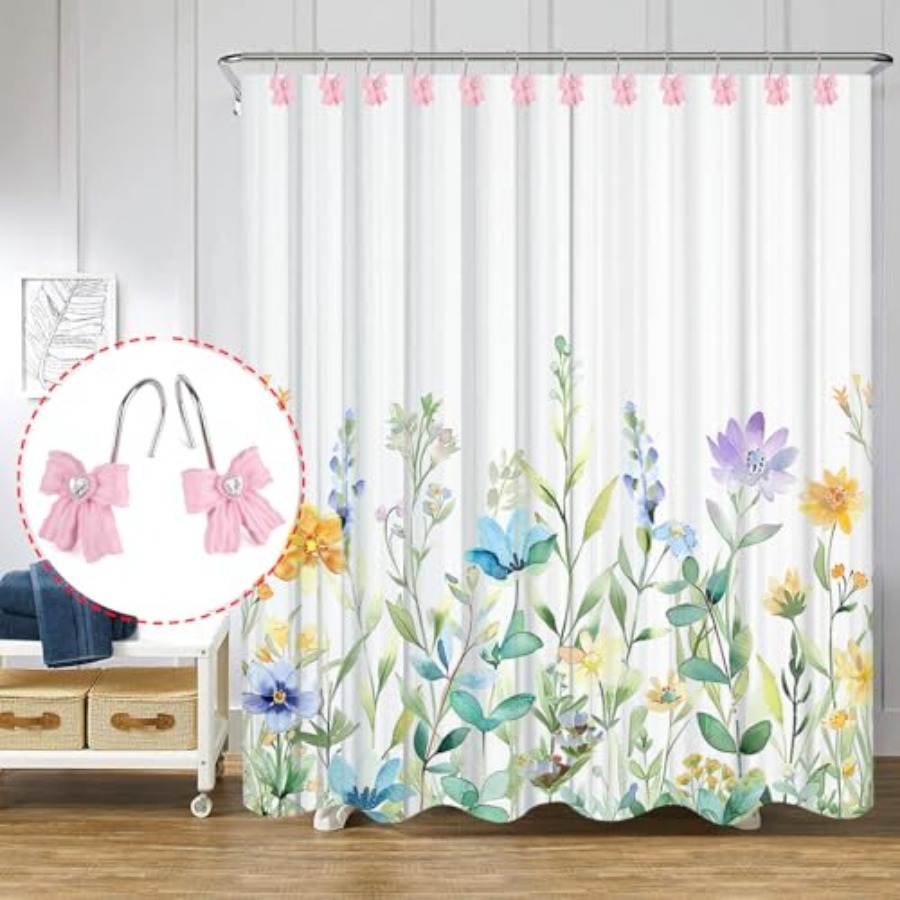 12PCS Shower Curtain Hooks Rin - Baby Nursery Pink ulasan dan harga