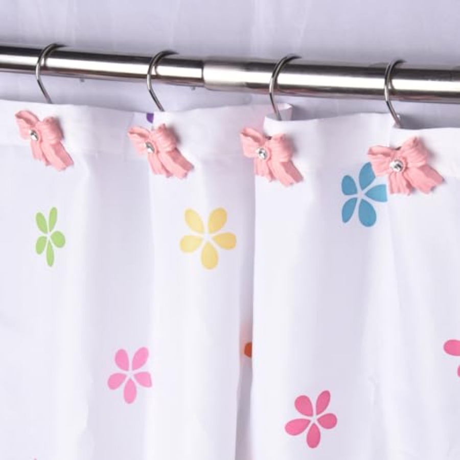 12PCS Shower Curtain Hooks Rin - Baby Nursery Pink ulasan dan harga