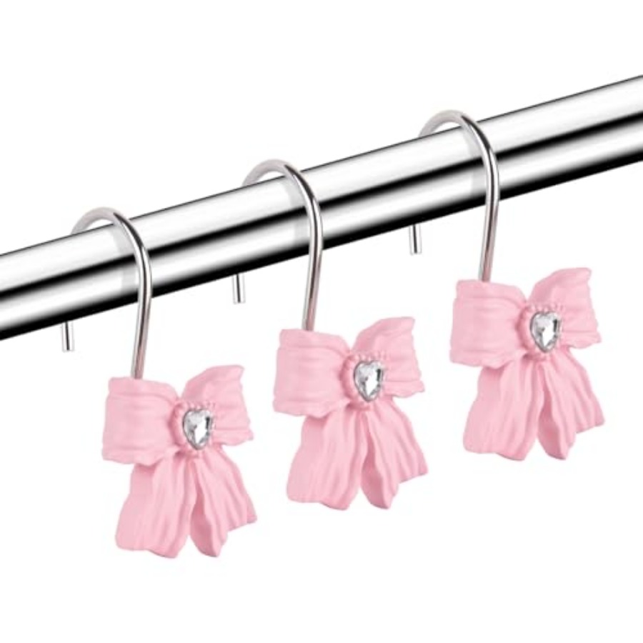 12PCS Shower Curtain Hooks Rin - Baby Nursery Pink ulasan dan harga