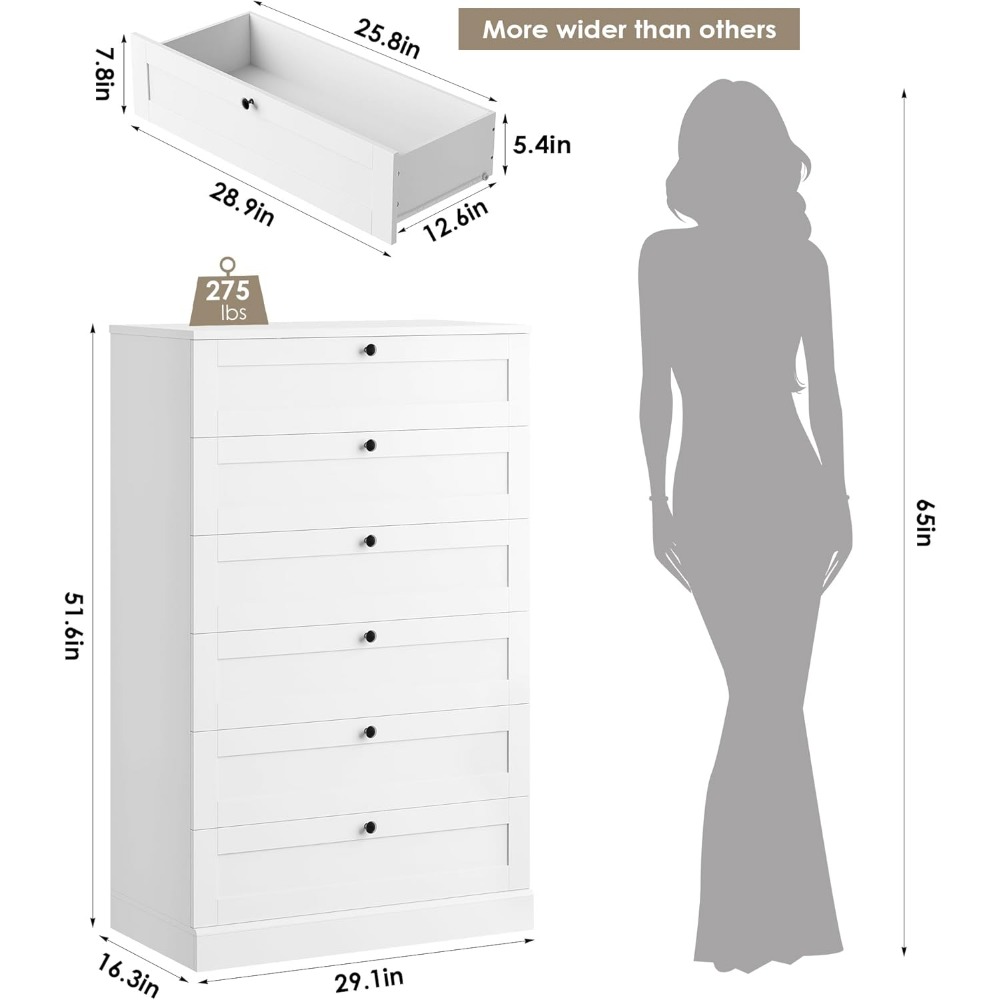 Exquisite White 6 Drawer Dress - Drawer Dresser White ulasan dan harga