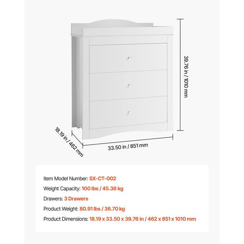 Changing Table Dresser, Baby D - Drawer Dresser White ulasan dan harga