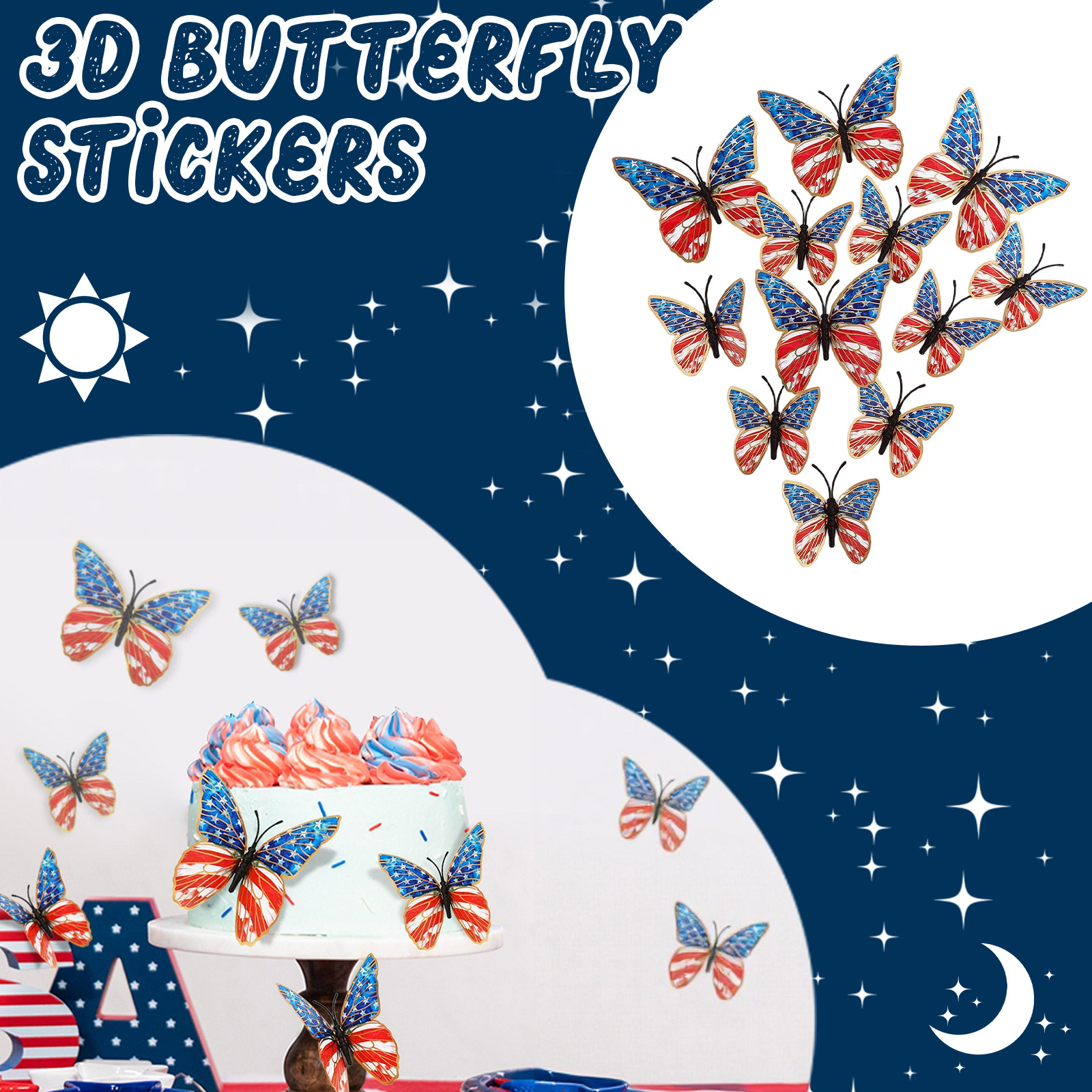 3d Butterfly Wall Stickers Ame - Baby Nursery Wall Stickers ulasan dan harga