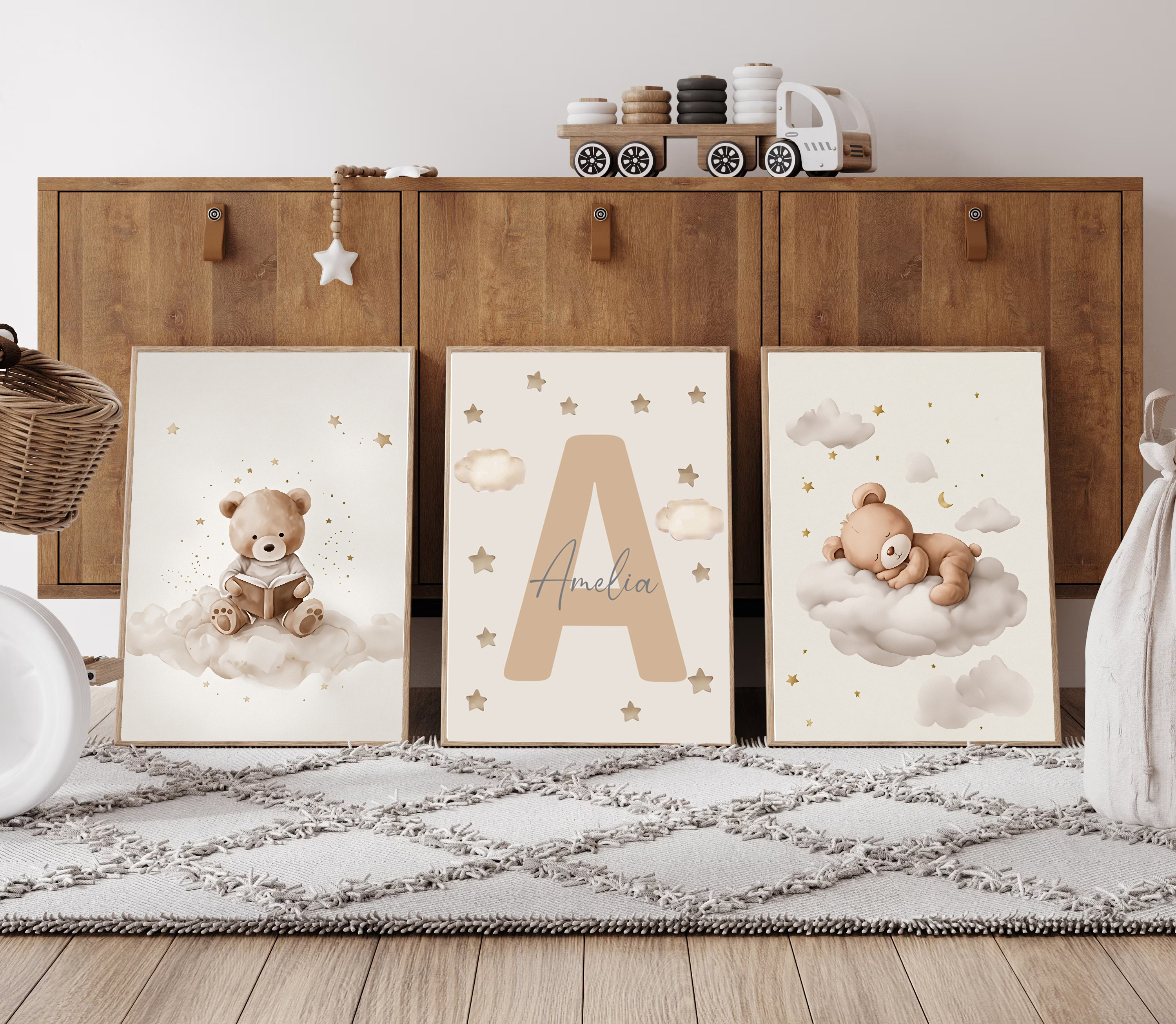 3pcs/set Bohemian Teddy Bear A - Baby Nursery Name ulasan dan harga