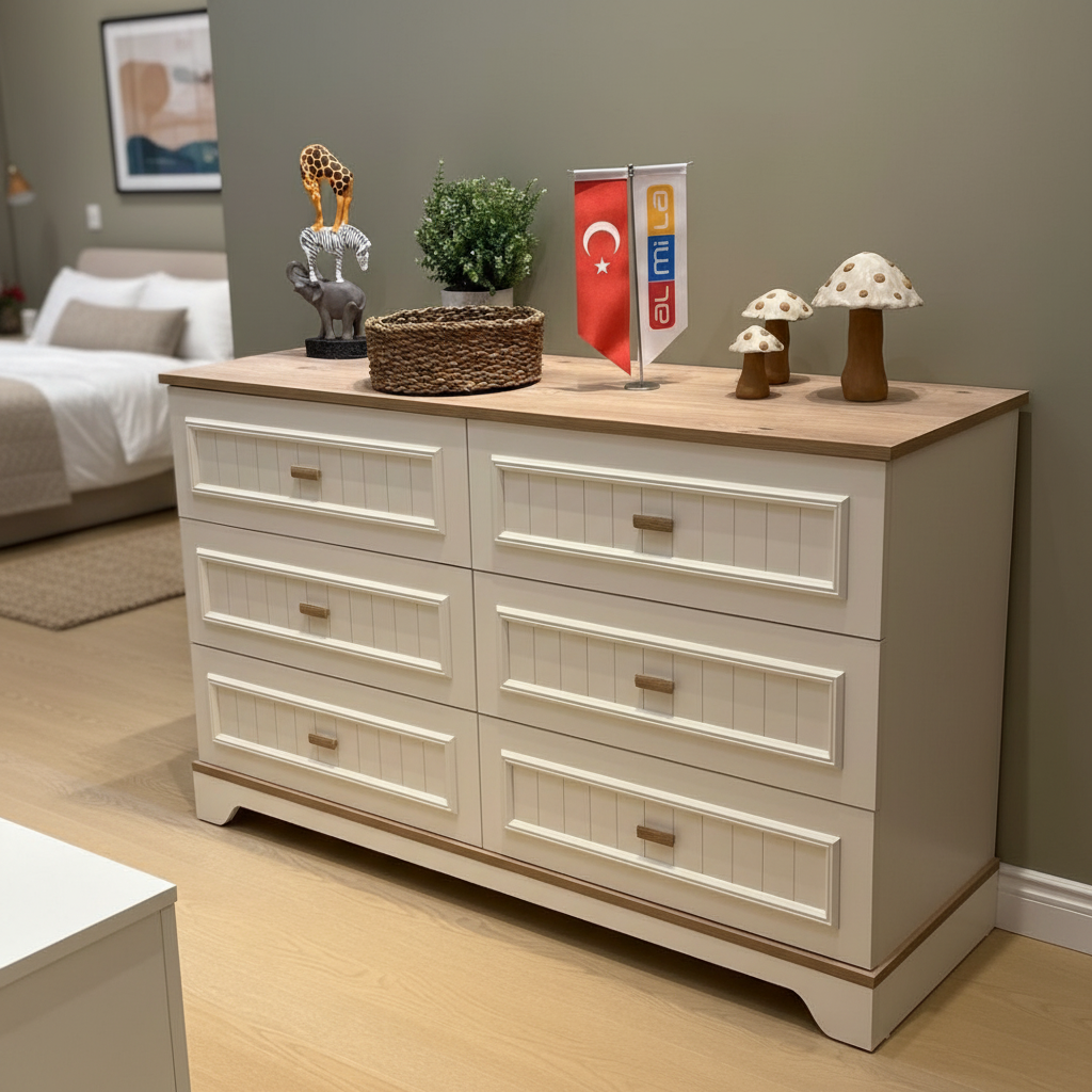 xx-Home Products Natural & Whi - Drawer Dresser White ulasan dan harga