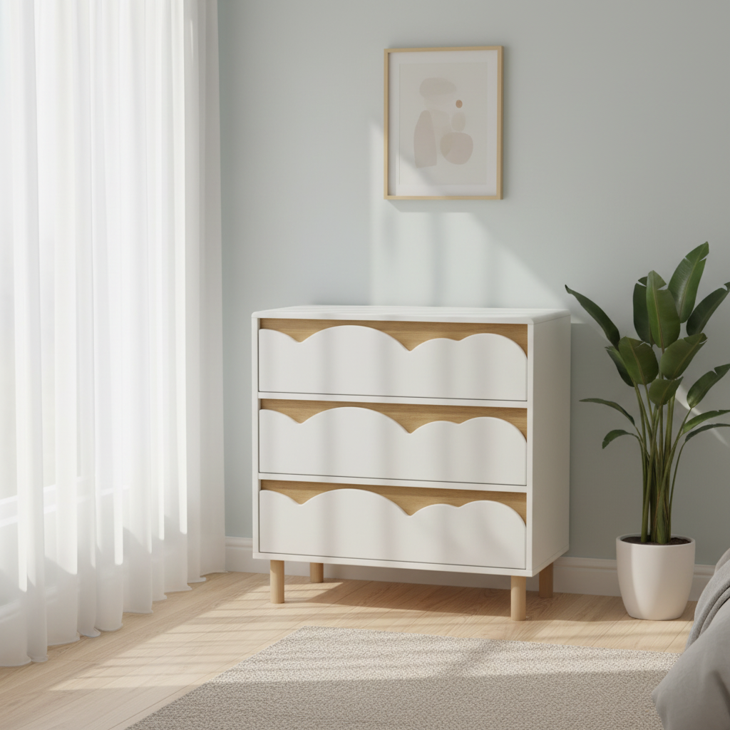 xx-Home Products Natural & Whi - Drawer Dresser White ulasan dan harga
